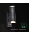 V-Tac GU10 vegglampe med PIR-sensor - Opp/ned-lys, IP44 utendørs, sort, uten lyskilde