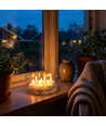 6-pakning hvite LED-telys inkl. ladebase - Inkl. fjernkontroll, timer