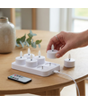 6-pakning hvite LED-telys inkl. ladebase - Inkl. fjernkontroll, timer
