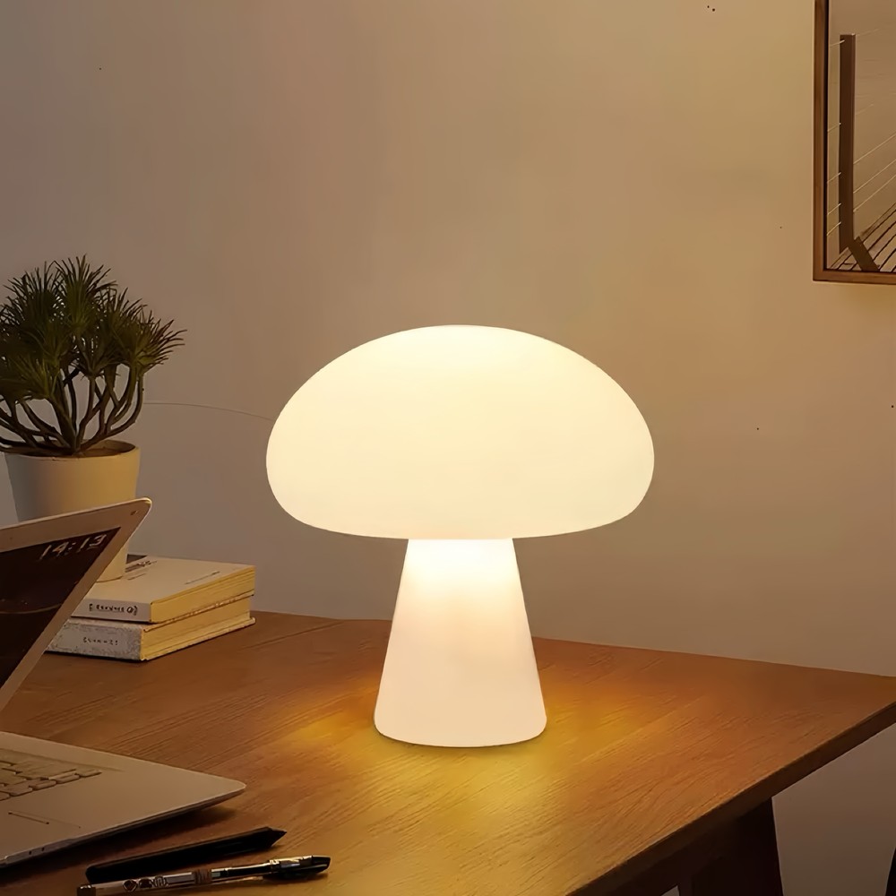 Oppladbar LED sopp bordlampe - Hvit, touch dimbar, CCT, IP54 - Dimbar : Dimbar, Kulør : CCT (Varm til Kald Hvit)