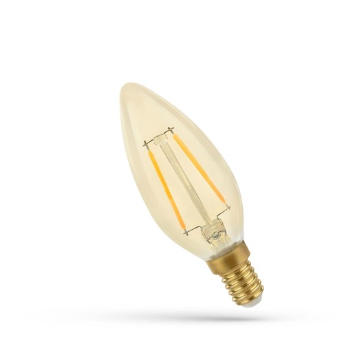 E14 5W LED-pære - C35, filament, ravfarget glass, ekstra varm
