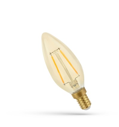 E14 5W LED-pære - C35, filament, ravfarget glass, ekstra varm