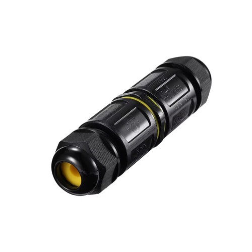 Sort rund koblingsboks, 5 ledere - For sammenkobling av ledninger, DALI/1-10V dimming, IP68 vanntett