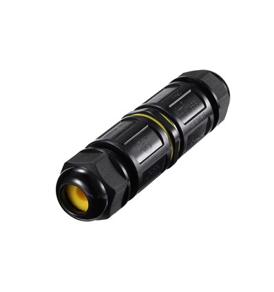 Sort rund koblingsboks, 5 ledere - For sammenkobling av ledninger, DALI/1-10V dimming, IP68 vanntett