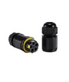 Sort rund koblingsboks, 5-leder - IP68 vanntett, for skjøting av ledninger, Ø4-14mm kabel