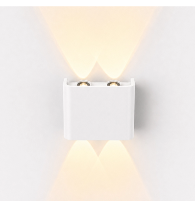 4W Luna opp/ned vegglampe - IP54 utendørs, CCT, 3 lysfarger, hvit, inkl. LED