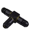 Sort rund koblingsboks, 5 ledere - For sammenkobling av ledninger, DALI/1-10V dimming, IP68 vanntett