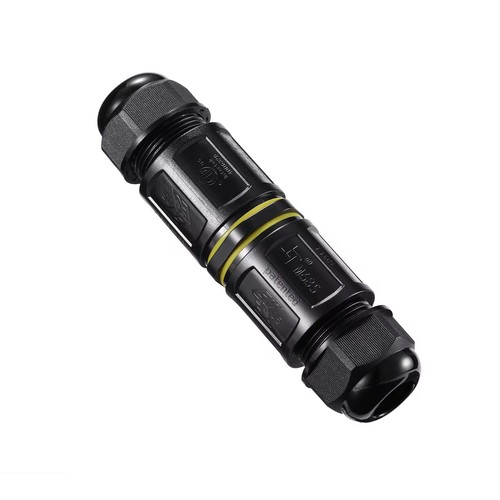 Sort rund koblingsboks, 5 ledere - For sammenkobling av ledninger, DALI/1-10V dimming, IP68 vanntett