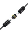 Sort rund koblingsboks, 3-leder - IP68 vanntett, for skjøting av ledninger, Ø4-8mm kabel