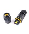 Sort rund koblingsboks, 5 ledere - For sammenkobling av ledninger, DALI/1-10V dimming, IP68 vanntett