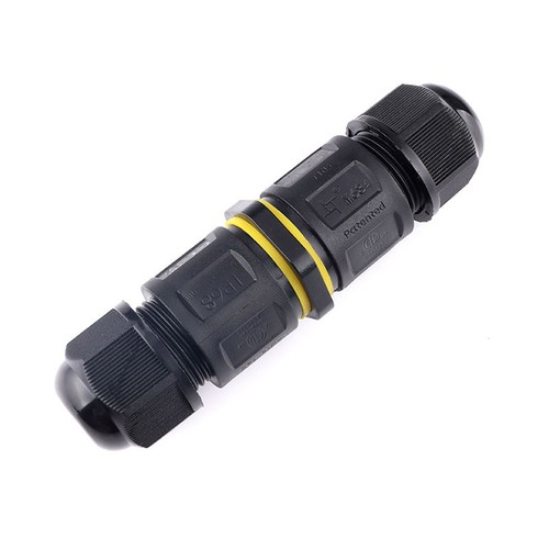 Sort rund koblingsboks, 3-leder - IP68 vanntett, for skjøting av ledninger, Ø6-11mm kabel