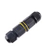 Sort rund koblingsboks, 5 ledere - For sammenkobling av ledninger, DALI/1-10V dimming, IP68 vanntett