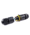 Sort rund koblingsboks, 5 ledere - For sammenkobling av ledninger, DALI/1-10V dimming, IP68 vanntett