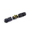 Sort rund koblingsboks, 5 ledere - For sammenkobling av ledninger, DALI/1-10V dimming, IP68 vanntett