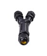 Sort Y-koblingsboks, 3-leder - IP68 vanntett, for skjøting av ledninger, Ø8-12mm kabel