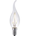E14 1,5W dimbar LED kronepære med tipp - C35, 140lm, 2500K, klart glass, filament