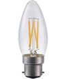 B22d 4W LED kronepære dimbar - C35, filament, klart glass, 2500K