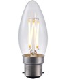 B22d 4W LED kronepære dimbar - C35, filament, klart glass, 2500K