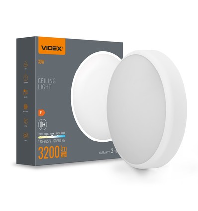 30W LED taklampe med sensor - 5CCT, hvit kant, innebygd bevegelsessensor