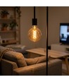 E27 5W LED Globepære Spiral Filament - Ø95mm, Ekstra Varm Hvit, Kultråd