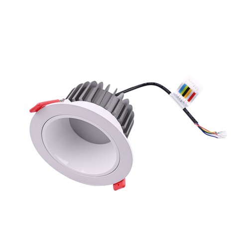 13W Ø11,4cm Downlight RGB+CCT RA93 - 24V DC, Hull: Ø9,5 cm, Mål: Ø11,4 cm, Hvit kant