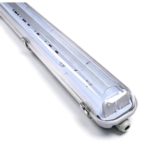 IP65 T8 LED armatur - Til 2x 120 cm LED rør, IP65 vanntett, Gjennomtrådet
