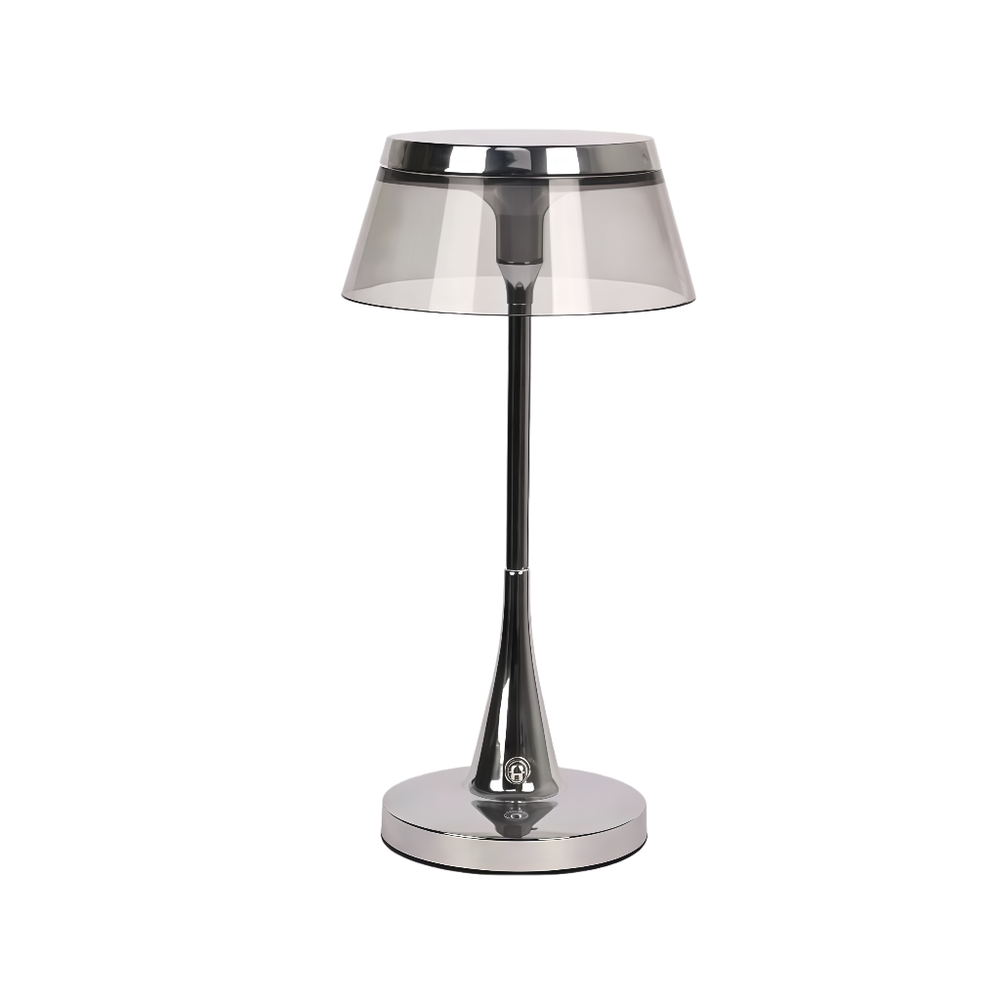 Oppladbar LED bordlampe - Sølv, touch dimbar, CCT, IP54 - Dimbar : Dimbar, Kulør : CCT (Varm til Kald Hvit)