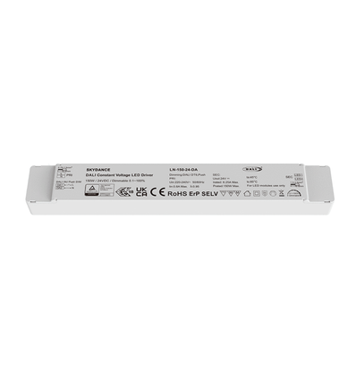 Lifud 150W / 24V DC dimbar strømforsyning - 6.25A, IP20, DALI-grensesnitt + push dim, flicker free