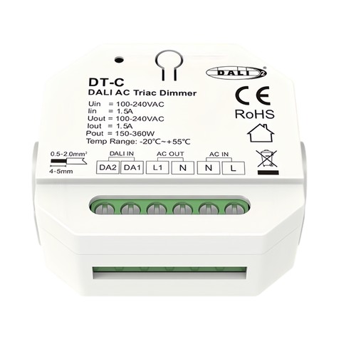 LEDlife DALI innbyggingsdimmer - DALI, push-dim, 200W LED-dimmer, for innbygging
