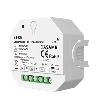 LEDlife rWave innbyggingsdimmer - Casambi, RF, push-dim, 200W LED-dimmer, for innbygging