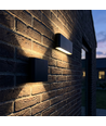 8W DuoLume vegglampe - Kvadrat, IP65, sort, opp/ned, inne/ute, inkl. lyskilde