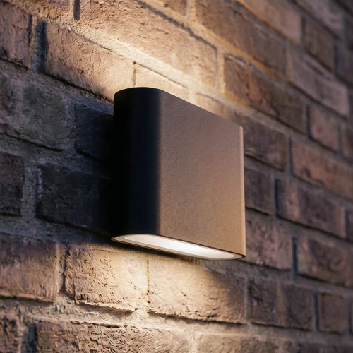 8W DuoLume vegglampe - IP65, sort, opp/ned, inne / ute, inkl. lyskilde