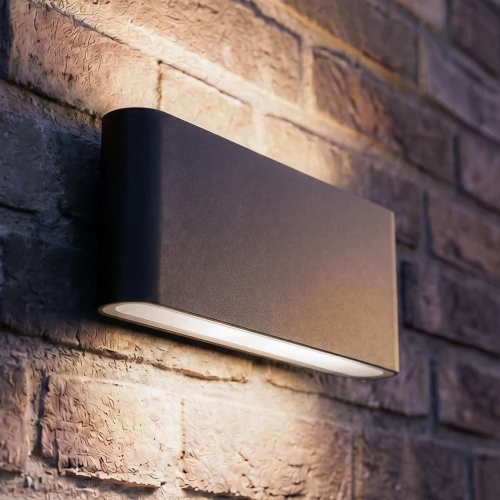 12W DuoLume vegglampe - IP65, sort, opp/ned, inne / ute, inkl. lyskilde