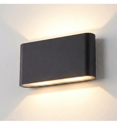 12W DuoLume vegglampe - Rektangel, IP65, sort, opp/ned, inne/ute, inkl. lyskilde