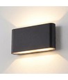 12W DuoLume vegglampe - Rektangel, IP65, sort, opp/ned, inne/ute, inkl. lyskilde