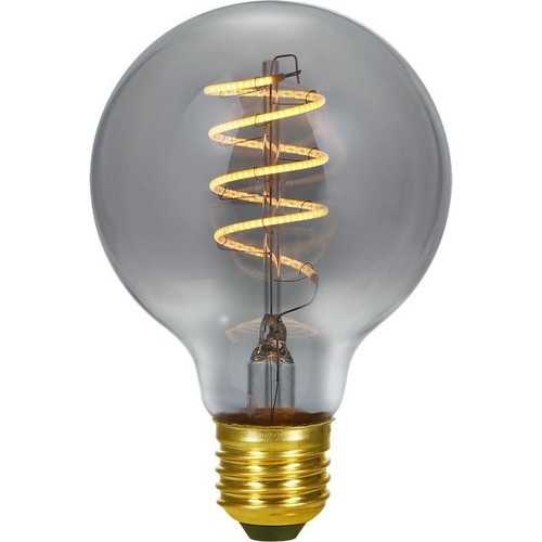 E27 4W dimbar LED filamentpære - G80, Flex Globe, 2200K, røykfarget glass