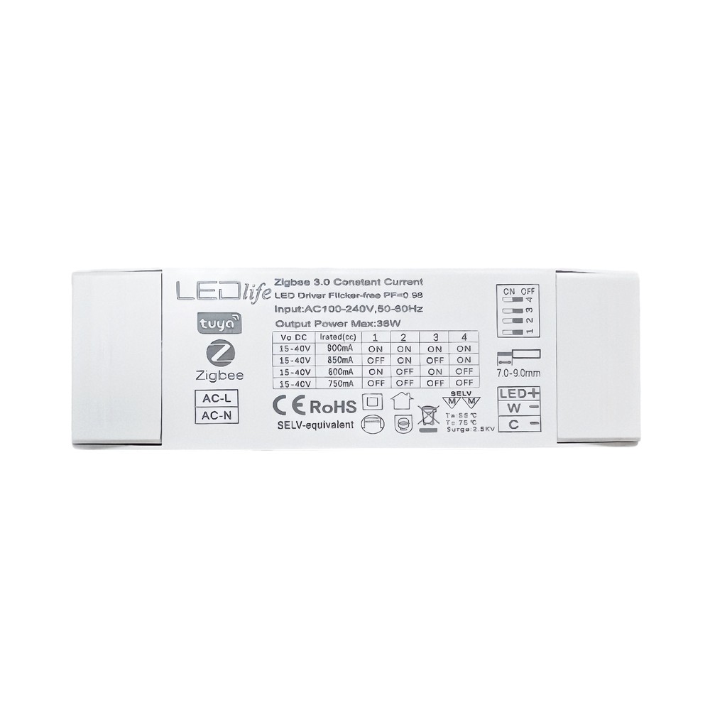 36W / 750-900mA CCT-driver til LED-panel - 15-40V, Zigbee, Hue-kompatibel, CCT-justerbar