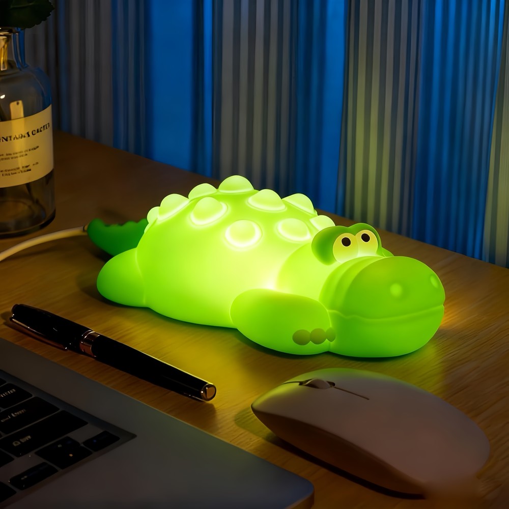 MOCHI Krokodille Nattlampe - Silikon, fargeskift + varmhvit - Dimbar : Dimbar, Kulør : RGB + Varm Hvit