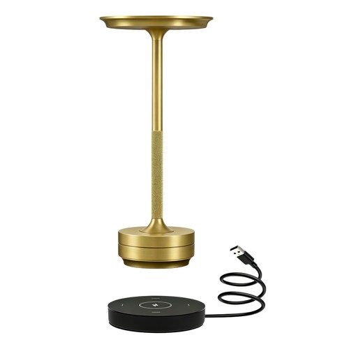 Oppladbar LED-bordlampe med trådløs lading - Gull, touch-dimbar, CCT, IP54