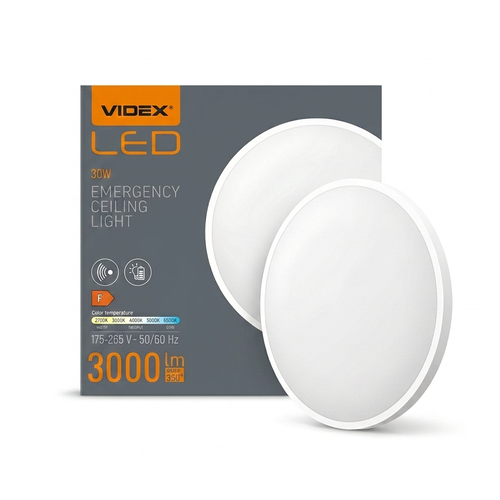 30W LED sensorlampe med nødlys – justerbar watt/CCT, IP44, innebygd batteri