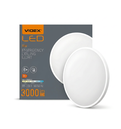 30W Sensorlampe med nødlys - justerbar watt/CCT, IP44, innebygd batteri