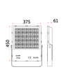 400W LED lyskaster - 170lm/W, P45° spredning, IP66, arbeidslampe