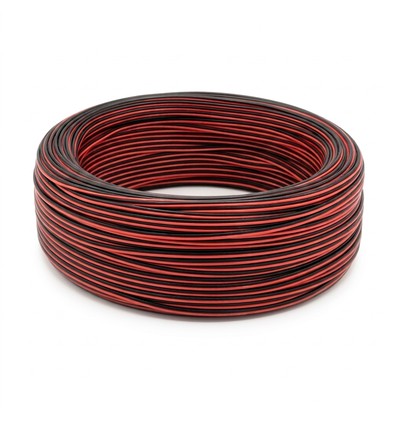 100m Kabel rød/sort - 2x0,35mm², 12V-24V, til LED-strip