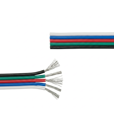 5m RGBW Kabel - 5x0,35mm², 12-24V, til LED-stripe