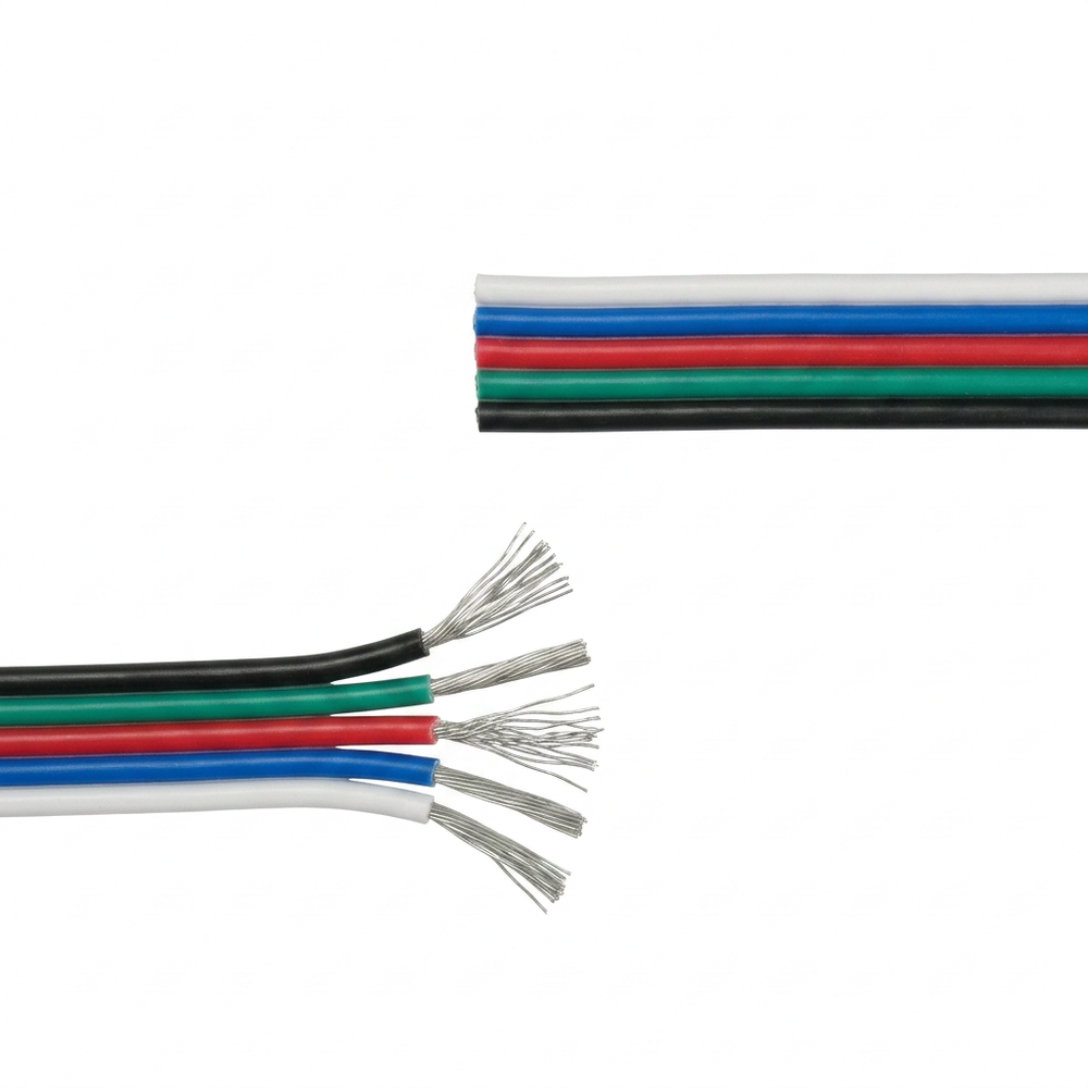 10m RGBW Kabel - 5x0,35mm², 12V-24V, til LED-strip