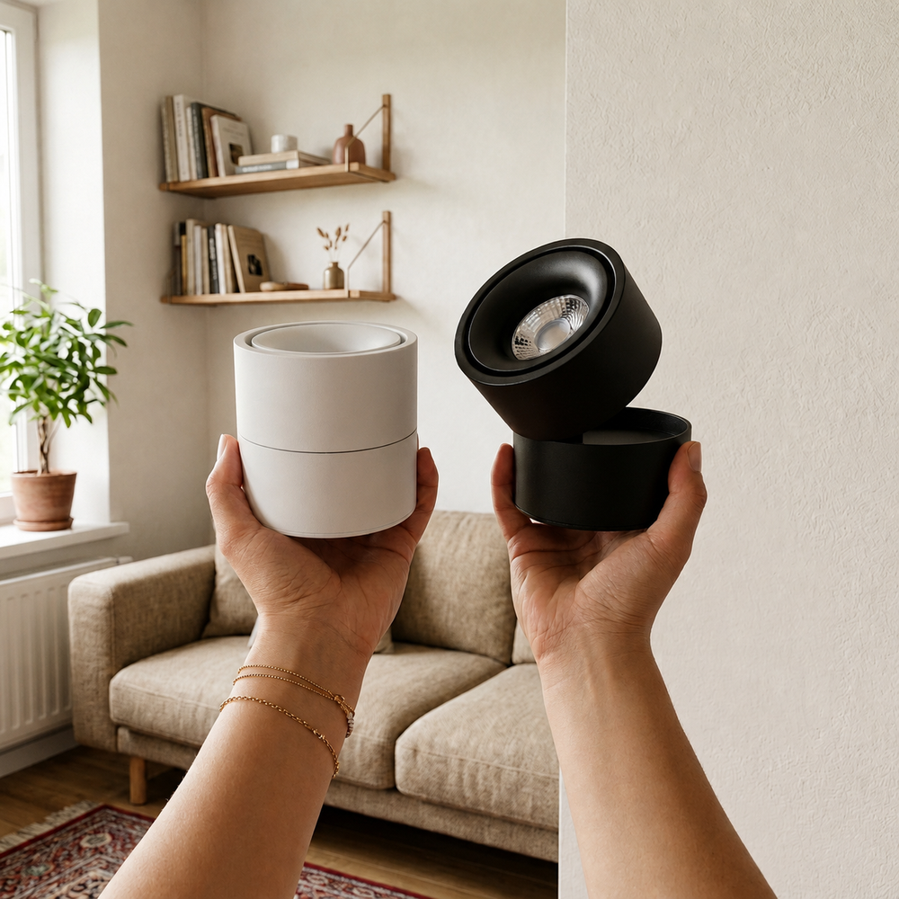 Vero 10W LED påbygningsspot i hvit - RA98, dimbar, roterbar - Dimbar : Dimbar, Farge på huset : Hvit, Kulør : Varm