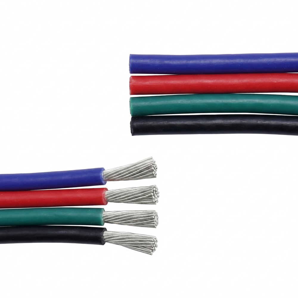 5m 1,2mm² RGB-kabel - 4-leder (16AWG), 12V-24V til LED-strip
