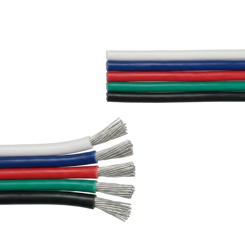 5m 1,2mm² RGBW kabel - 5-leder (16AWG), 12V-24V til LED-strip