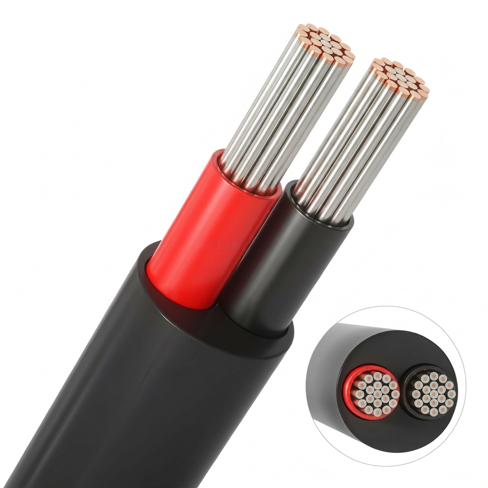 5m Kabel rød/svart, sort rund - 2x0,35mm², 12V-24V, til LED-strip