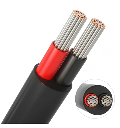 5m Kabel rød/svart, sort rund - 2x0,35mm², 12V-24V, til LED-strip